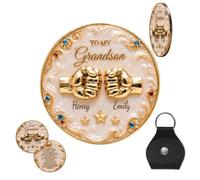 To My Grandson Custom Pocket Hug, 3cm/1.18'' | Personalized Just Do Your Best Pocket Hug Gift for Grandson from Grandpa, Ideal Gift for Him on Birthdays, Graduation