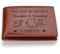 To My Grandson Engraved Personalized Leather Wallet For Men - Premium Leather Wallet For Loved Ones - Engraved Brown Bifold Genuine Leather Wallet for Father's Day Gift for Men, Him, Brown, Style - Iv
