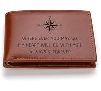 To My Grandson Engraved Personalized Leather Wallet For Men - Premium Leather Wallet For Loved Ones - Engraved Brown Bifold Genuine Leather Wallet for Father's Day Gift for Men, Him, Brown, Style