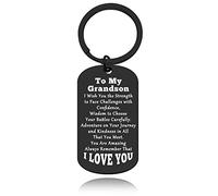 To My Grandson Gift Inspirational Keyring Gift for Boy Grandson Gifts from Grandma Grandpa Back to School Gift Keyring for Him Grandson Graduation Gift Christmas Birthday Keyring Gift for Grandson