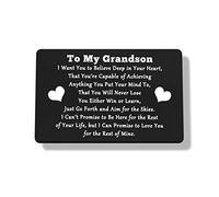 To My Grandson Gifts from Grandparents Grandson Gift Wallet Card Insert from Grandma Grandpa Inspirational Engraved Metal Wallet Card from Grandmother Grandfather Birthday Graduation