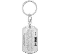 To My Grandson,Remember Whose Grandson You Are,Silver Personalized Keychain Keyring, From Grandma Grandpa Christmas Inspirational Gift Grandson Keychain, Silver, 1
