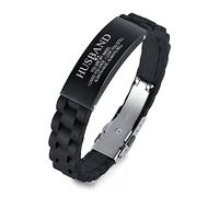 To My Husband Bracelet from Wife,Black Silicone Bracelet Wristband Engraved Love Quote for Boyfriend Future Husband Groom Fiance From Wife Girlfriend, Birthday Wedding Valentines Valentine's Day Gift