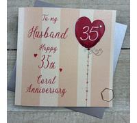 To my Husband Coral 35th Wedding Anniversary Card