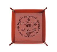 to My Husband Gift Leather Tray for Man Engraved Personalized Leather Valet Tray Anniversary Wedding Birthday Gifts for Husband from Wife Valentine’s Day Gifts (Always Will Tray)