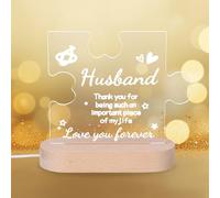 To My Husband Gifts Romantic Husband Gift Plaque, Acrylic Puzzle Gifts for Him I Love You Night Light Husband Birthday Gifts For Boyfriend Fiance Wedding Anniversary Engagement Valentines Day Xmas