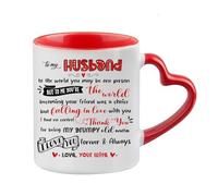 To My Husband Thank You For Being My Grumpy Old Man Love Your Wife, Best Husband Gift, Heart Handle Coffee, Tea Mug. (Red)