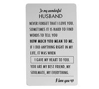 To My Husband Wallet Insert Card Gift for Husband Gifts from Wife I Love You Gifts for Him Stainless Steel Engraved Wallet Card Valentine's Day Gift for Him Romantic Present