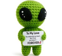 To My Love Gifts - Handmade Crochet Alien Plush with Romantic Message Card - Anniversary, Valentine’s Day, Birthday, or Just Because Gift for Girlfriend, Boyfriend, Husband, Wife，Her or Him