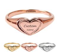 To My Love, Personalized Heart Couple Engraved Ring,Custom Stainless Steel Name Ring,Custom Promise Band,Gift For Him Her Boyfriend Girlfriend Valentine Love Token anillos de promesa para parejas