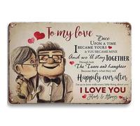To My Love Vintage Metal Tin Sign, 18x12In Romantic Husband and Wife Wall Art Husband & Wife Funny Vintage Metal Sign Retro Home Decor for Anniversary, Wedding, Valentine's Day Gifts for Him and Her