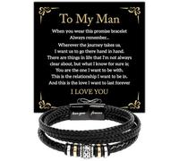 To My Man Bracelet, Boyfriend Gift From Girlfriend, Men's Leather Bracelet, Best Gifts For Husband From Wife Valentines Day, Christmas Birthday Graduation Gift's For Boys Men With Message Card.