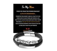 To My Man Bracelet Leather Stainless Steel Bracelet Men Jewelry Inspirational Bracelets Inspirational Birthday Gifts for Men, L, 皮革, no gemstone