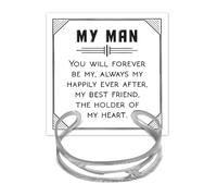 To My Man Bracelet Silver Cuff Bracelet Bangle Bracelets Gifts for Husband Boyfriend Inspirational Birthday Gifts for Men, L, no gemstone