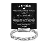 To My Man Bracelet Stainless Steel Franco Chain Bracelets for Men Durable and Adjustable Cuban Link Bracelet Inspirational Gifts Bracelets Birthday Gifts for Husband Boyfriend, L, Stainless Steel, no