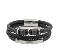 To My Man Bracelet, Stainless Steel Mens Braided Leather Bracelet, Personalized Engraved Bracelet for Man, Love You Forever Gifts for Husband Boyfriend,Valentine's Day,Anniversary,Birthday (custom)