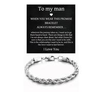 To My Man Bracelet Stylish Silver Braided Cuban Link Bracelet Jewelry with Secure Clasp Perfect Birthday Inspirational Gifts for Men Husband Boyfriend, L, Stainless Steel, no gemstone