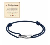 To My Man- Connected By Heart Custom Name Bond Bracelet | Personalized Two-Name Engraved Stainless Steel Links with Adjustable for A Husband or Boyfriend, Engraved Braided Bracelets