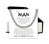 To My Man Cuban Chain Necklace, Promise Necklace for Him, Husband's Gift From His Wife, Boyfriend Birthday Gift, Christmas Gift for Boyfriend, Valentines Day Gift for Him, Anniversary Wedding Gift