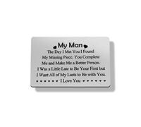 to My Man Gift Anniversary Card Gifts Wallet Insert Card for Men Engraved Wallet Insert for Boyfriend Husband Him Mini I Love You Note from Girlfriend Wife Couple Valentines Anniversary Birthday Gift