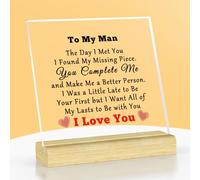 To My Man Gifts Birthday Gifts for My Man Acrylic Plaque with Stand Fathers Day Gift for Him Husband Boyfriend Keepsake Gifts Anniversary Christmas Valentines Day Gifts Wedding Couple Gifts