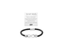 To My Man Infinity Leather Bracelet for men I Love You Forever and Always Bracelet for Husband Braided Leather Bracelets Birthday Anniversary Christmas Gifts for Him, L, Leather, no gemstone