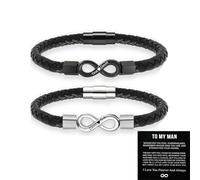 To My Man - Infinity “Love You Forever” Personalized Name Bracelet for Him,Personalized Braided Leather Bracelet,Pulsera De Hombre