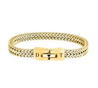 To My Man, Personalized Couples Engraved Bracelet, Custom Stainless Steel Chain Bracelet Engraved Name & Initials with Heart Symbol for Boyfriend, Husband (Gold, 22cm/8.6in)