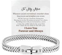 To My Man, Personalized Couples Engraved Bracelet, Men'S Simple Stainless Steel Bracelet, Meaningful Valentine's Day Bracelet Gift