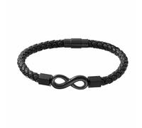 To My Man, Personalized Dual Name Infinity Leather Bracelet, 316 Stainless Steel Infinity Woven Leather Bracelet for Man (Black)