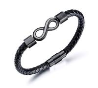 To My Man - Personalized Infinity Woven Leather Bracelet, Mens Leather Bracelet Personalized Gifts for Men, Boyfriend - Perfect for Xmas, Birthday, Anniversary (Black)