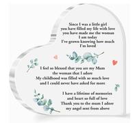 To My Mom Gift from Daughter Son, Acrylic Heart Sign, Since I Was a Little Girl You Have Filled My Life With Love Sign Mothers Plaque Gifts for Mom Birthday Thanksgiving Christmas
