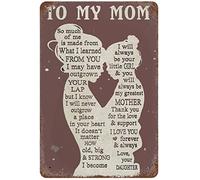 To My Mom Mother's Day Vintage Metal Tin Sign Wall Art Decor Retro Tin Sign Plaque Iron Painting Gift for Bar Man Cave Garage Pub Club 5.5x8 Inch