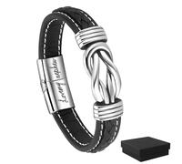 To My Nephew Leather Bracelet Gifts for Him Unique Birthday Christmas Party, Personalized Magnetic Bracelet with Card and Boxes, To Nephew Gifts