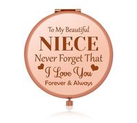 To My Niece Gifts for Women Girls Compact Pocket Makeup Mirror from Auntie Aunt To My Niece Gifts Inspirational Gifts for Niece Travel Makeup Mirror from Aunt Uncle Niece Graduation Birthday Gifts
