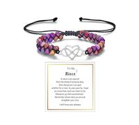 To My Niece Infinity Forever Love Heart Bracelet, Natural Emperor Stone Double Layer Purple Beaded Woven Wrap Bracelets Adjustable Mind Peace Gift Jewelry, L, Copper, no gemstone