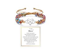 To My Niece Infinity Forever Love Heart Bracelet, Natural Emperor Stone Double Layer Purple Beaded Woven Wrap Bracelets Adjustable Mind Peace Gift Jewelry, L, Copper, no gemstone