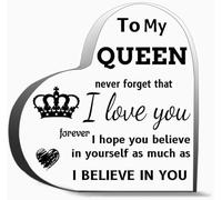 To My Queen Never Forget That I Love You Forever Gifts For Women Men,Acrylic Heart Keepsake For Teacher Colleague Boss Family And Friends