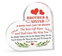 To My Sister Gift from Brother Encouragement Gift for Sister Acrylic Heart-Shaped Keepsake Brother Sister Inspirational Gift Motivational Gift for Him Her Acrylic Heart Plaque Sibling Birthday Gift