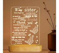 to My Sister Gifts,3D Night Light I Love You Sister LED Illusion Table Lamp for Girl Women Her Mother's Day Birthday Present, Acrylic