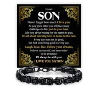 To My Son Black Chain Bracelet, Inspirational Son Gifts from Mom or Dad | Meaningful Bracelet for Son with Message Card and Box, a Thoughtful Gift for Birthday, Graduation, Christmas