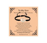 To My Son Bracelet from Dad Mom Mens Braided Bracelets Rope Black Bracelet Gifts for Men Birthday Inspirational Gifts for Son, L, Nylon, no gemstone