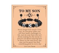 To My Son Bracelet from Dad Mom Soccer Bracelets Mens Beaded Bracelets Gifts for Son Inspirational Birthday Gifts for Men, L, no gemstone