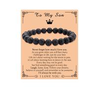 To My Son Bracelet From Mom Dad Black Hematite Bracelet Meaningful Inspirational Birthday Gifts for Husband Boyfriend, L, 合金, no gemstone