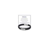 To My Son Bracelet from Mom Dad Leather Bracelet Men Jewelry Gifts for Son Inspirational Birthday Gifts for Men, L, 皮革, no gemstone