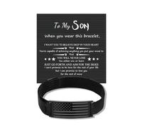 To My Son Bracelet from Mom Dad Mens Cross Bracelet Bible Verse Jesus Christian Bracelets Inspirational Birthday Gifts for Son, L, Nylon, no gemstone