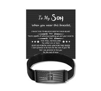 To My Son Bracelet from Mom Dad Mens Cross Bracelet Bible Verse Jesus Christian Bracelets Inspirational Birthday Gifts for Son, L, Nylon, no gemstone