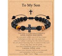To My Son Bracelet from Mom Dad, Son Gifts from Mom, Cross Bracelet for Boys Men Teen Teenage 8-10-12-14-16-18 Year Old Boy Birthday Christmas Valentines Day Easter Baptism Graduation Christian Gifts