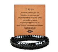To My Son Bracelet from Mom Son Motivational Inspirational Gifts Black Healing Hematite Tourmaline Bracelet Men Encouragement Encouraging Gifts for Sons Birthday Christmas Gift from Mom Mother