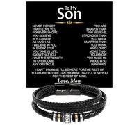 To My Son Bracelet, Never Forget How Much I Love You Forever Bracelet Best Gift for Adult Son, Birthday Presents from Mom Dad, Christmas Gifts for Men, with Strength Message Card & Gift Box, One Size